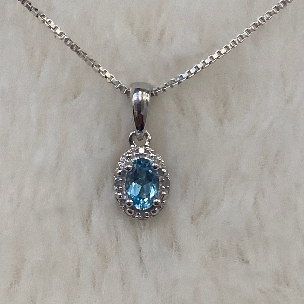 Small Halo Topaz Pendant